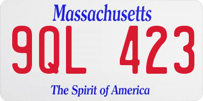 MA license plate 9QL423