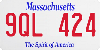 MA license plate 9QL424