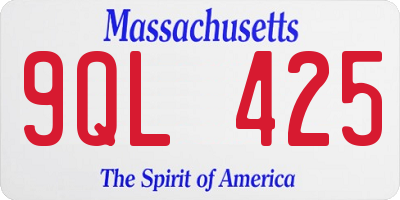MA license plate 9QL425