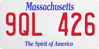 MA license plate 9QL426