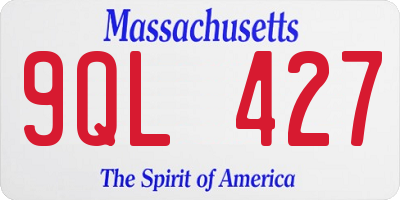 MA license plate 9QL427