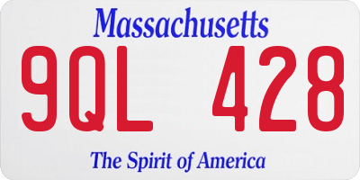 MA license plate 9QL428