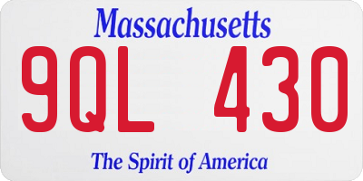 MA license plate 9QL430