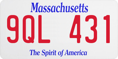 MA license plate 9QL431