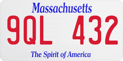 MA license plate 9QL432