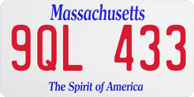 MA license plate 9QL433