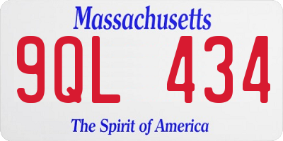 MA license plate 9QL434