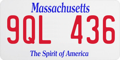 MA license plate 9QL436