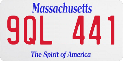 MA license plate 9QL441