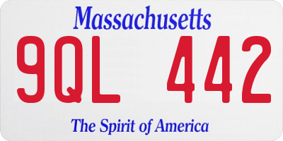 MA license plate 9QL442