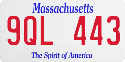 MA license plate 9QL443