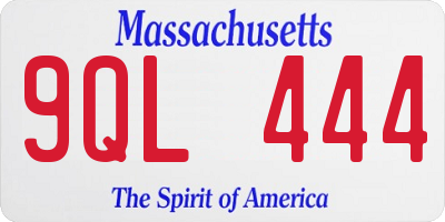 MA license plate 9QL444