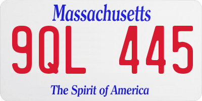 MA license plate 9QL445