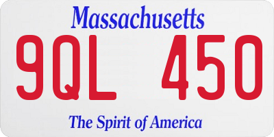MA license plate 9QL450
