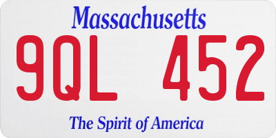 MA license plate 9QL452