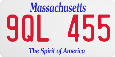 MA license plate 9QL455