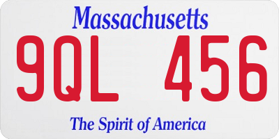MA license plate 9QL456