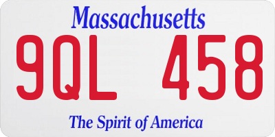 MA license plate 9QL458