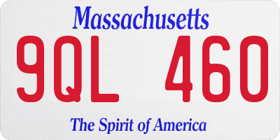 MA license plate 9QL460