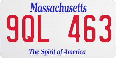 MA license plate 9QL463
