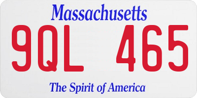 MA license plate 9QL465