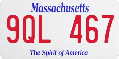 MA license plate 9QL467
