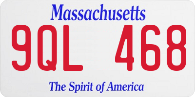 MA license plate 9QL468