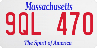MA license plate 9QL470
