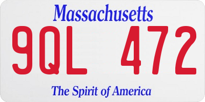 MA license plate 9QL472