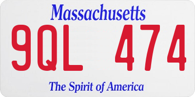 MA license plate 9QL474