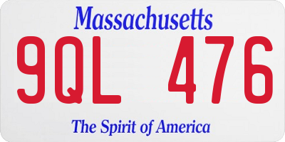 MA license plate 9QL476