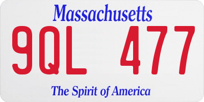 MA license plate 9QL477