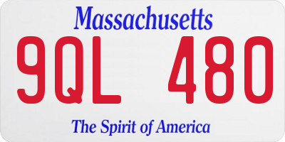 MA license plate 9QL480