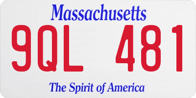 MA license plate 9QL481