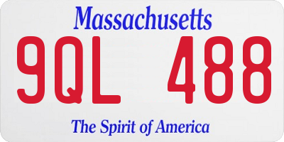 MA license plate 9QL488