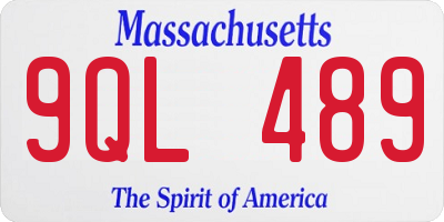 MA license plate 9QL489