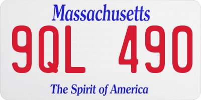 MA license plate 9QL490