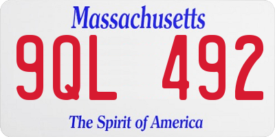 MA license plate 9QL492
