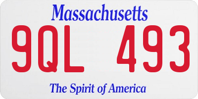 MA license plate 9QL493