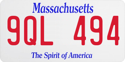 MA license plate 9QL494