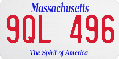 MA license plate 9QL496