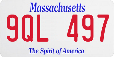 MA license plate 9QL497
