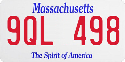 MA license plate 9QL498