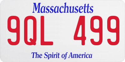 MA license plate 9QL499
