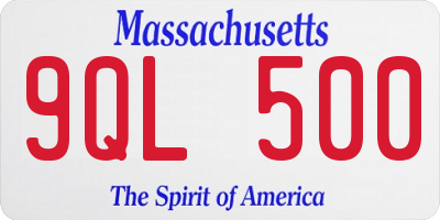 MA license plate 9QL500