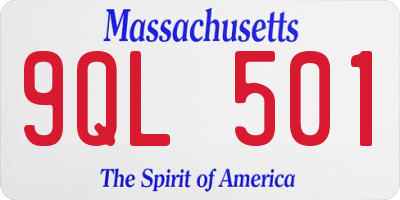 MA license plate 9QL501