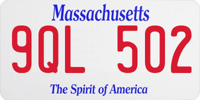 MA license plate 9QL502