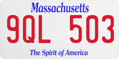 MA license plate 9QL503