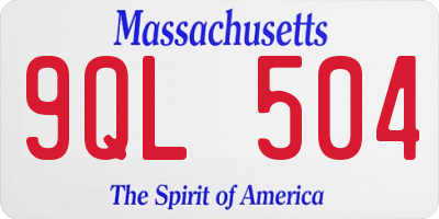 MA license plate 9QL504