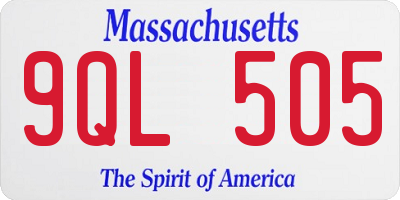 MA license plate 9QL505